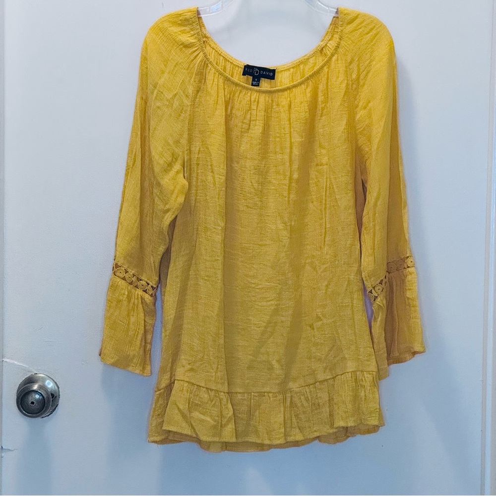 Fred David Women's Sunflower Yellow Boho Style Casual Top